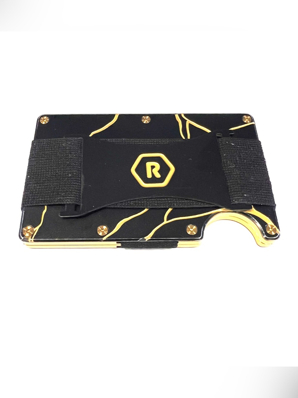 The Ridge RFID Blocking Aluminum Wallet Cash Strap Black/Gold